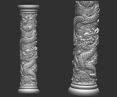 dragon pillar capital corinthian column classical architectural wall decoration pilaster classic moulding decor ornament traditional asian oriental statue sculpture beast pattern art sculptures 3d print model - Mito3D