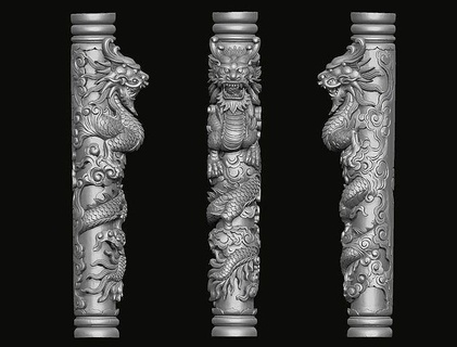 Drago pilastro colonna creatura fantasia carattere immaginario Cinese bestia capitale edificio componente statua scultura ornamento arredamento decorazione arte sculture 3d print model - Mito3D