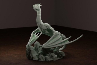 dragon posé sommet montagne sculpture figurine Trône Fer fantaisie créature monstre ailes miniatures figurines art sculptures 3d print model - Mito3D