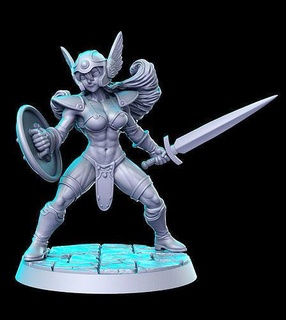 dragon quest iii senshi female warrior 32mm pre-supported final fantasy 3d print miniature miniatures figurines dnd dungeon dragons heroquest futuristic sculpture printable cloud remake character games toys board 3d print model - Mito3D