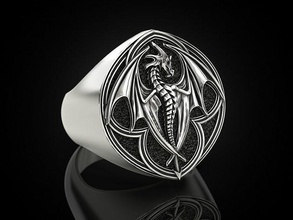 drago religione squillare gioielleria stampa 3dprinted stampabile anelli design gioiello oro prototipazione argento motociclista annerimento struttura mitologia rettile 3d print model - Mito3D