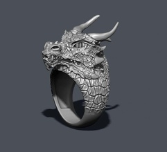 continuar anillo cabeza joya joyería hombres naturaleza imprimible plata zbrush drakon dracon diamante masculino lagartija dinosaurio colgante pendiente collar anillos 3d print model - Mito3D