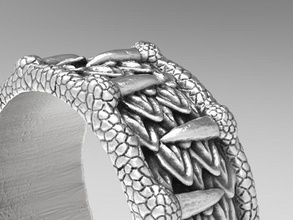 ejderha yüzük takı Gümüş yazdırılabilir sanat fantezi sla mücevher dragonring fang 3d print model - Mito3D