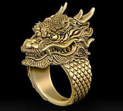 dragon ring japan japanese oni lion tiger jewelry shima asian animal chinese myth symbol gold sculpture icon creature legend fantasy fictional rings 3d print model - Mito3D