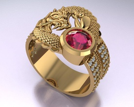 dragon ring man men luxury gold jewelry rings 3d print model - Mito3D