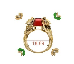 dragon ring anel jóias ouro de prata diamante gem dragão jóia da forma branco anéis criatura printable 3d print model - Mito3D