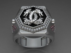 Drago squillare oro stampabile gioielleria argento uomini sterlina shayeste design cad banda diamante Stampa zbrush 3d print model - Mito3D