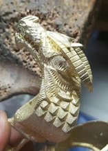 bague dragon bijoux de l'anneau la fantaisie d'argent or imprimable le monstre caractère chinois bête mythe reptile dinosaure en diamant blanc livre sterling magiques les anneaux 3d print model - Mito3D