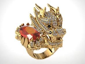 dragon bague bijoux argent dimond anneaux 3d print model - Mito3D