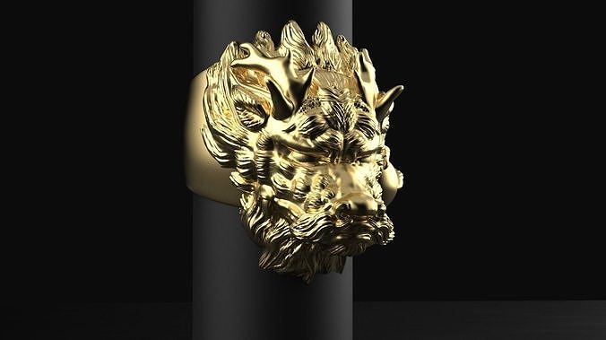 dragon bague or argent bijou bijoux sculpture impression imprimable anneaux tête japon 3D print model - Mito3D