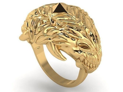 dragon ring gold shining decoration illustration art anatomy disjunct creativity horror teeth jewelry rings biology 3d print model - Mito3D