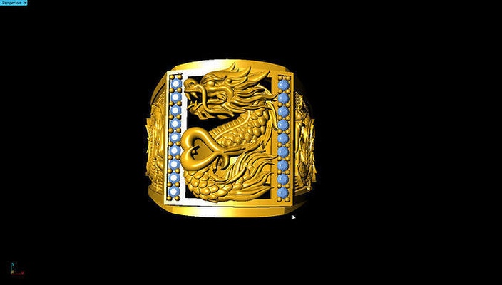 dragon ring jewelry gold diamond silver printable rings 3d print model - Mito3D