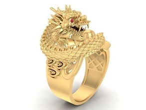 drachen ring 926 schmuck mode zubehör gold diamant männer design feng shui ringe 3d print model - Mito3D