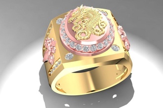 Drago squillare uomini 1946 gioielleria moda Accessori oro diamante uomo donna donne unisex design feng shui anelli 3d print model - Mito3D