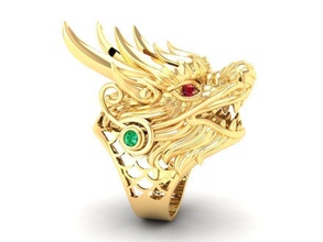 dragon ring men 195 jewelry fashion accessories gold diamond man woman women unisex design rings 3d print model - Mito3D