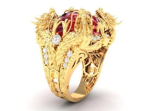 dragon ring men 217 jewelry fashion accessories gold diamond man woman women unisex design fengshui rings 3d print model - Mito3D