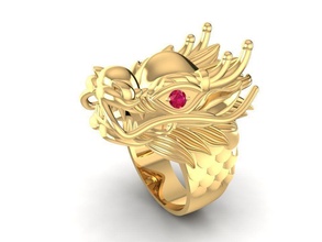 dragon ring men 3043 jewelry fashion accessories gold diamond man woman women unisex design fengshui rings 3d print model - Mito3D