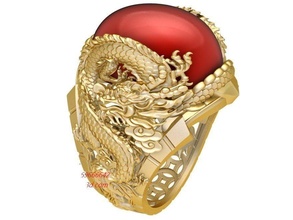 Drago squillare uomini 309 gioielleria moda Accessori oro diamante uomo donna donne unisex design feng shui anelli 3d print model - Mito3D