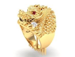 Drago squillare uomini 425 gioielleria moda Accessori oro diamante uomo donna donne unisex design feng shui anelli 3d print model - Mito3D
