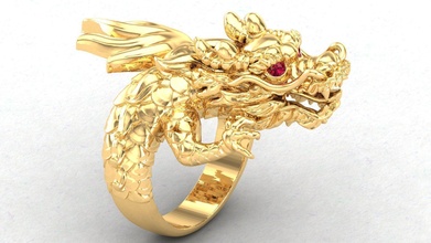 dragon ring men gold jewelry silver luxury diamond rings 3d print model - Mito3D