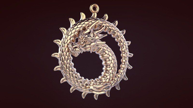 dragon ring neck jewelry gold silver cad rings 3D print model - Mito3D