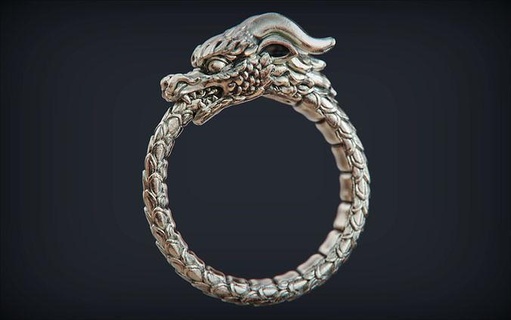 dragon ring ouroboros reptile jewelry silver gold wedding printable jewellery snake symbol antique scales animal thrones biker game art fashion rings 3d print model - Mito3D