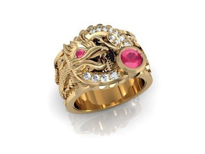 dragon ring ruby jewelry diamond silver gem gold rings 3d print model - Mito3D