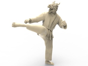 dragon roundhouse kick karate action figure actionfigure character martial super hero human hybird fight toy toys print printable punch art sculptures 3d print model - Mito3D