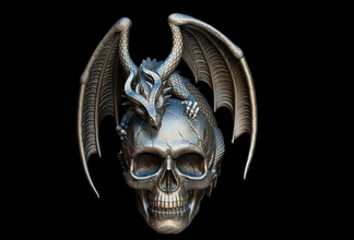 drago cranio pendente gioielleria bestia ali morto morte fantasia arte sculture 3d print model - Mito3D