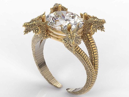 dragon snake ring gold printable jewelry 3d model dragon snake ring silver gold printable jewelry 3d model sterling design zbrush statue gem gold ring fashion ring fashion beauty sculpture diamond ring rings  3d print model - Mito3D