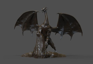 drachen statue skulptur drucken 3d monster kreatur spiel flügel mode herausforderung kunst skulpturen zahl tier 3dprint miniaturen figuren tiere 3d print model - Mito3D