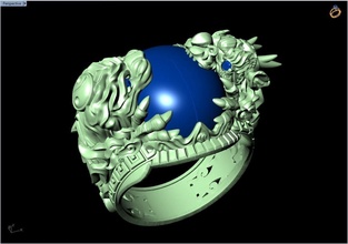 dragon tiger ring jewelry gold diamond luxury design gem fashion rhino matrix zbrush platinum men rings 3d print model - Mito3D