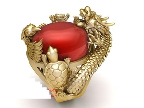 dragão tartaruga fénix unicórnio oval rubi anel 205 joalheria moda acessórios ouro diamante homem homens unissex projeto argolas 3d print model - Mito3D