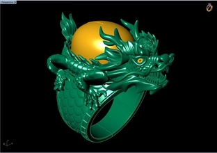 dragon turtle ring jewelry gold silver diamond design gem fashion rhino matrix zbrush platinum rings 3d print model - Mito3D