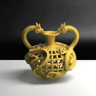 Dragão vaso decoração flor Panela China Ásia 3d stl espiritual presente zen plantar interior jardim ouro espiritualidade meditação arte mitologia escultura budismo yin casa 3d print model - Mito3D