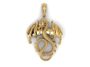 dragon wing pendant jewelry gold matrix rhino zbrush pendants 3d print model - Mito3D