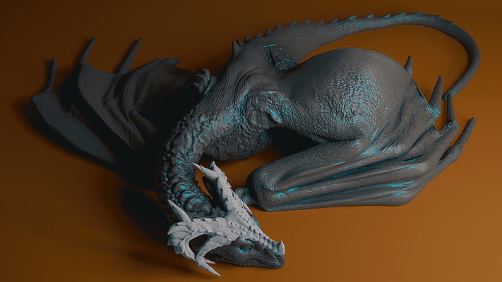 drago viverna dormire stampabile rettile lucertola animale biologia creatura dinosauro mostro arte estinto fauna selvatica animali scienza 3d print model - Mito3D