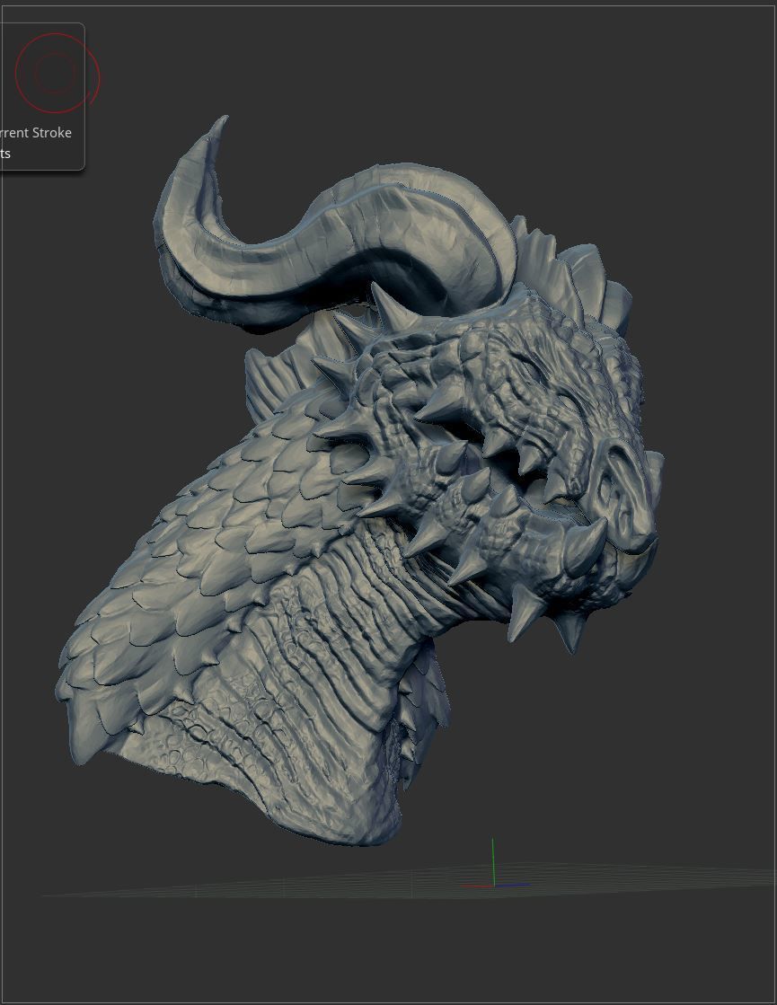 dragonbust 2 art tête de dragon l'anatomie le buste sculptures concept corne animal la fantaisie d'impression monstre 3D print model - Mito3D