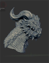 dragonbust 2 art tête de dragon l'anatomie le buste sculptures concept corne animal la fantaisie d'impression monstre 3d print model - Mito3D