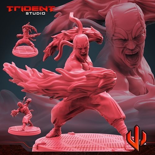 ejder yumruğu trident stüdyo ninja savaşçı sanat heykel oyuncaklar minyatürler kahraman heykeller 3D print model - Mito3D