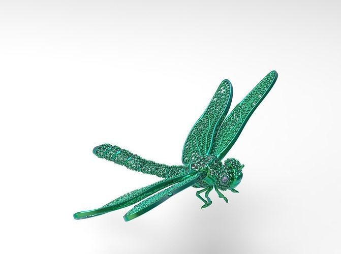 dragonfly brooch fashion fly art jewelry fine diamond gems precious pendant ring gift design decoration silver gold nature brooches 3D print model - Mito3D