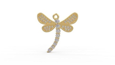 dragonfly charm pendant gold jewel jewellry jewelry silver printable diamond woman fashion wedding solitaire saphire ruby necklace love pendants 3d print model - Mito3D