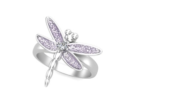 projeto da libélula jóias 3d o design diamante rosto garota ouro pingentes anel anéis subiu rubis ruby de prata sterling branco a mulher amarelo 3d print model - Mito3D