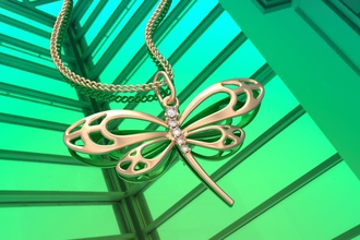 libellule pendentif bijoux de l'aile or les pierres précieuses gem la queue insectes mouche pendentifs d'argent 3d print model - Mito3D