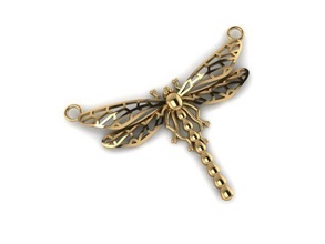 libélula colgante pendiente joyería joya oro imprimible colgantes 3d print model - Mito3D