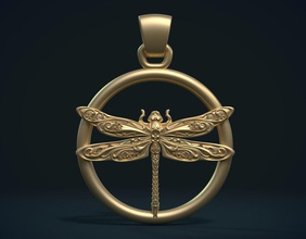 libellule pendentif bijoux un soulagement les insectes ailes insigne de la fantaisie broderie modèle stylisé baroque pendentifs 3d print model - Mito3D