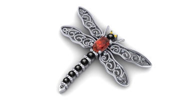 dragonfly pendants jewelry pendant gold diamond silver 3d print model - Mito3D