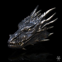 dragonhead pendant dragon teeth wildlife creature jewelry 3dprint silver jewel printable sculpt smaug animal sculpture character pendants 3d print model - Mito3D