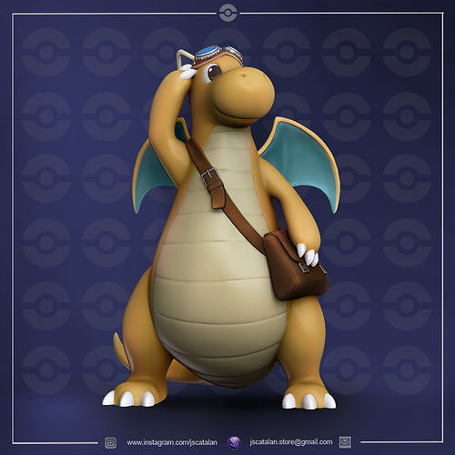 dragonite curier pokemon pokemongo dratini dragonair dragon pocketmonster kanto ash zukan scaleworld 1generation fanart games toys 3D print model - Mito3D