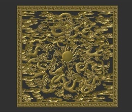 dragons dragon bas relief fantasy creature beast fictional magical decor oriental classical sculpture statue ancient traditional pattern decoration ornate chinese art sculptures 3d print model - Mito3D